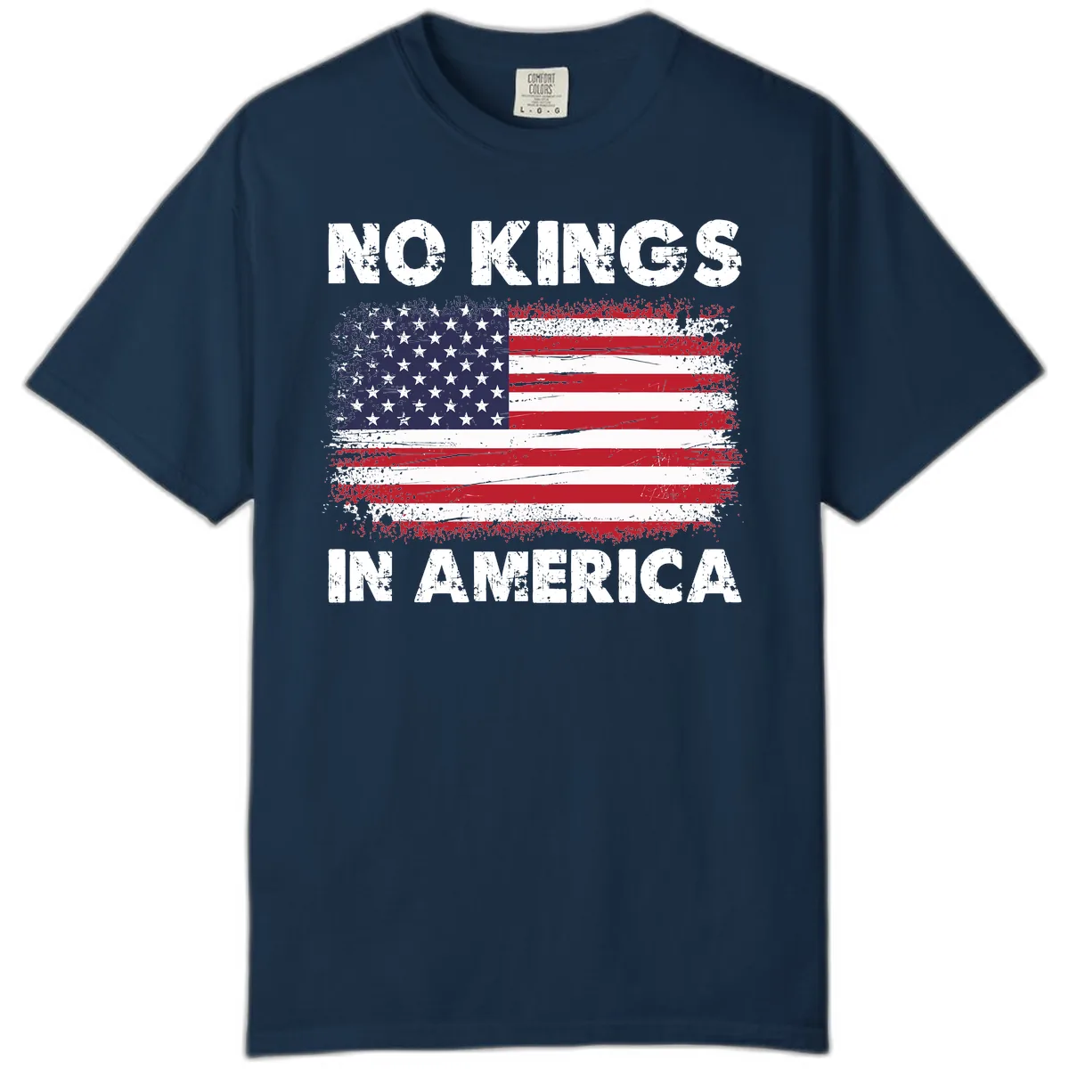 No Kings In America Design Comfort Color in True Navy