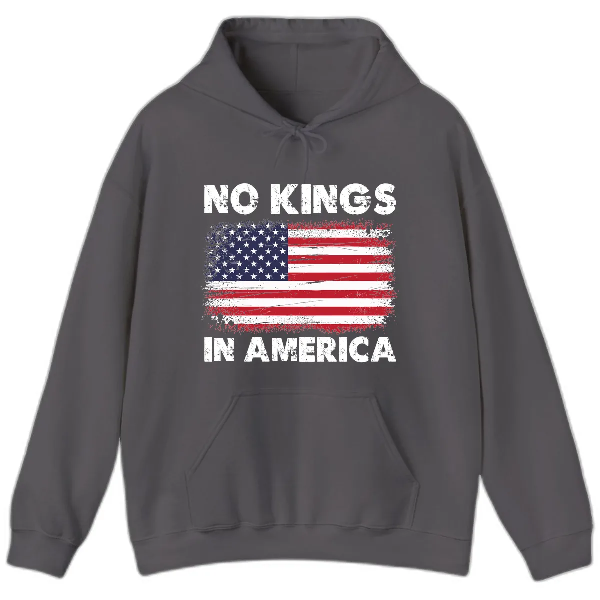No Kings In America Design Hoodie in Charcoal