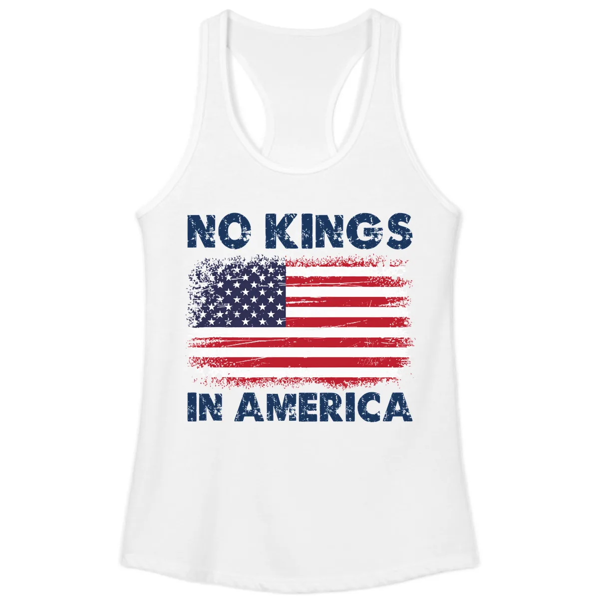 No Kings In America Design Ladies Tank in White