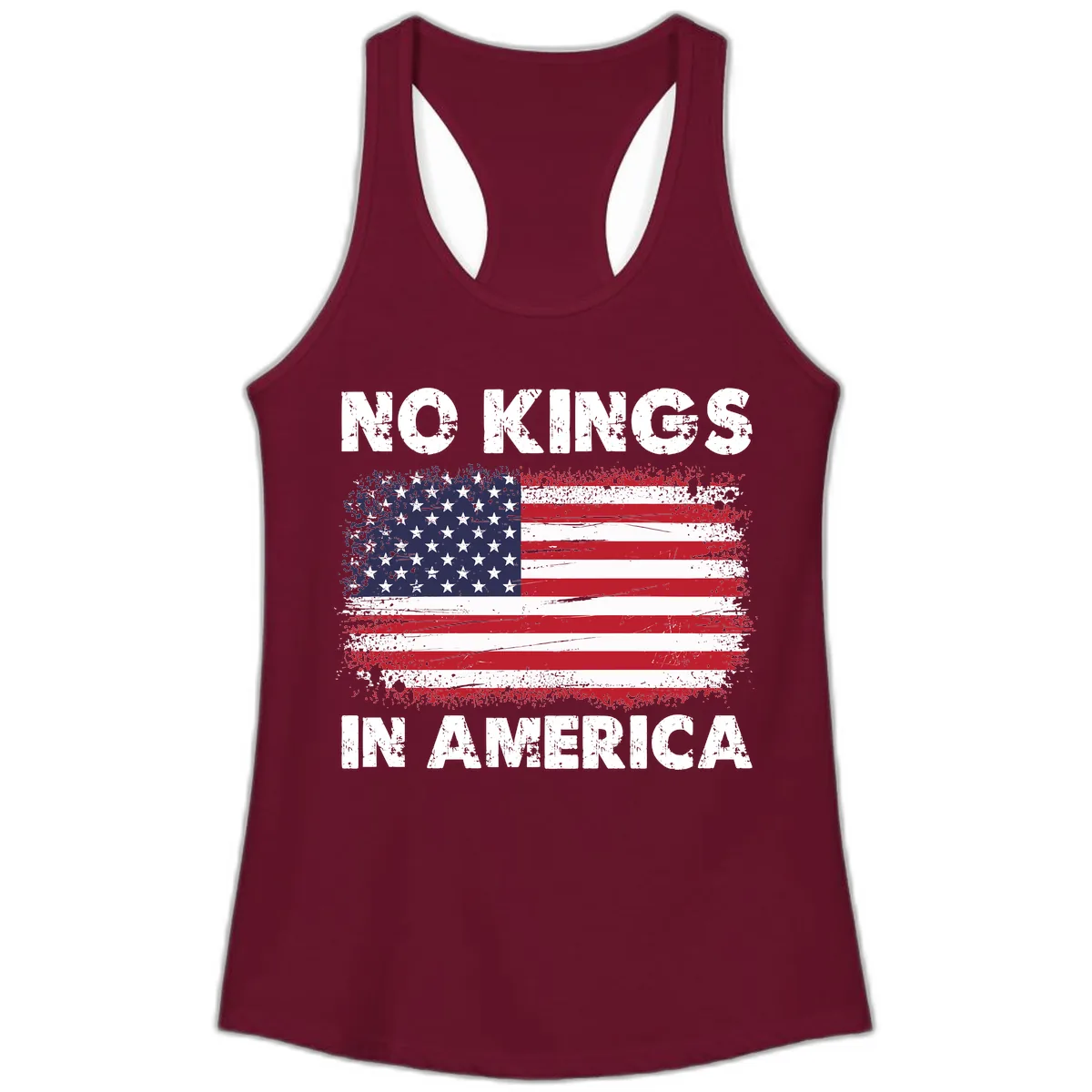 No Kings In America Design Ladies Tank in Solid Cardinal Red