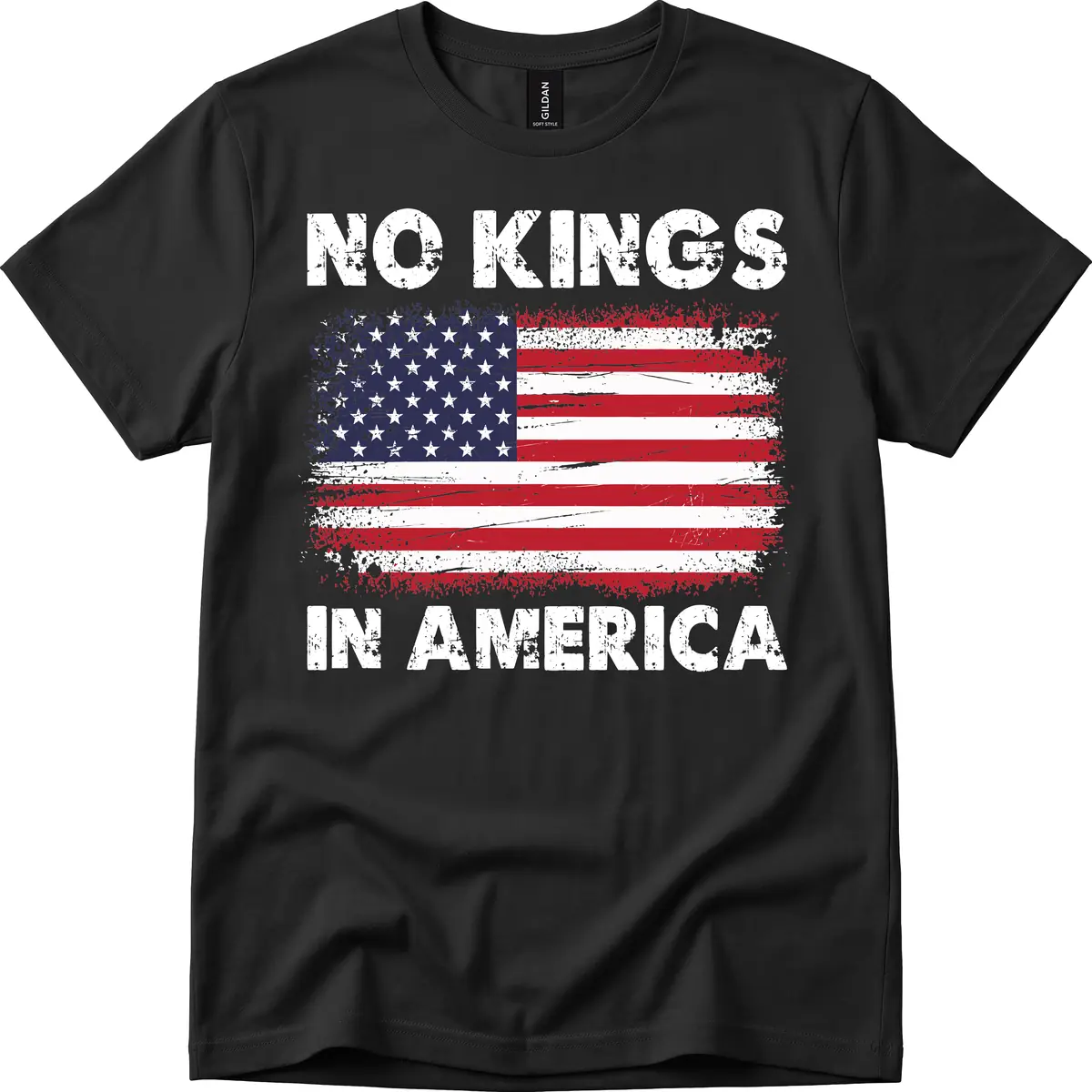 No Kings In America Design T-Shirt in Black