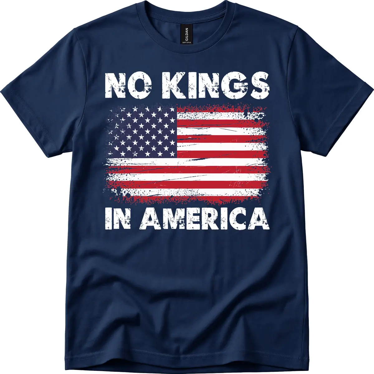 No Kings In America Design T-Shirt in Navy