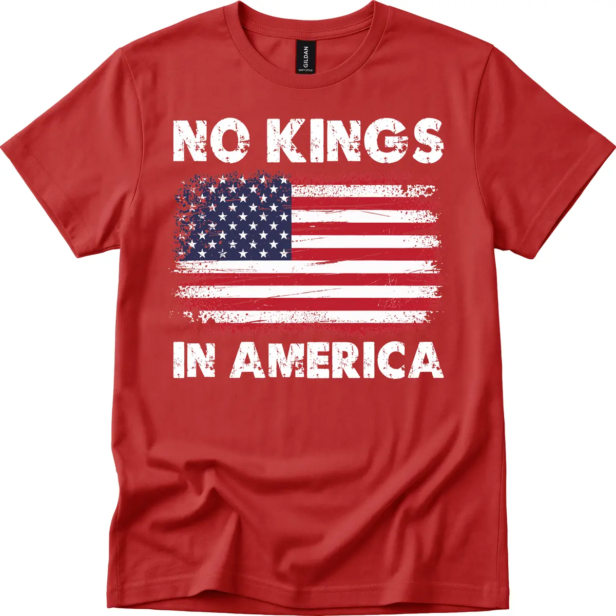 No Kings In America Design T-Shirt in Red