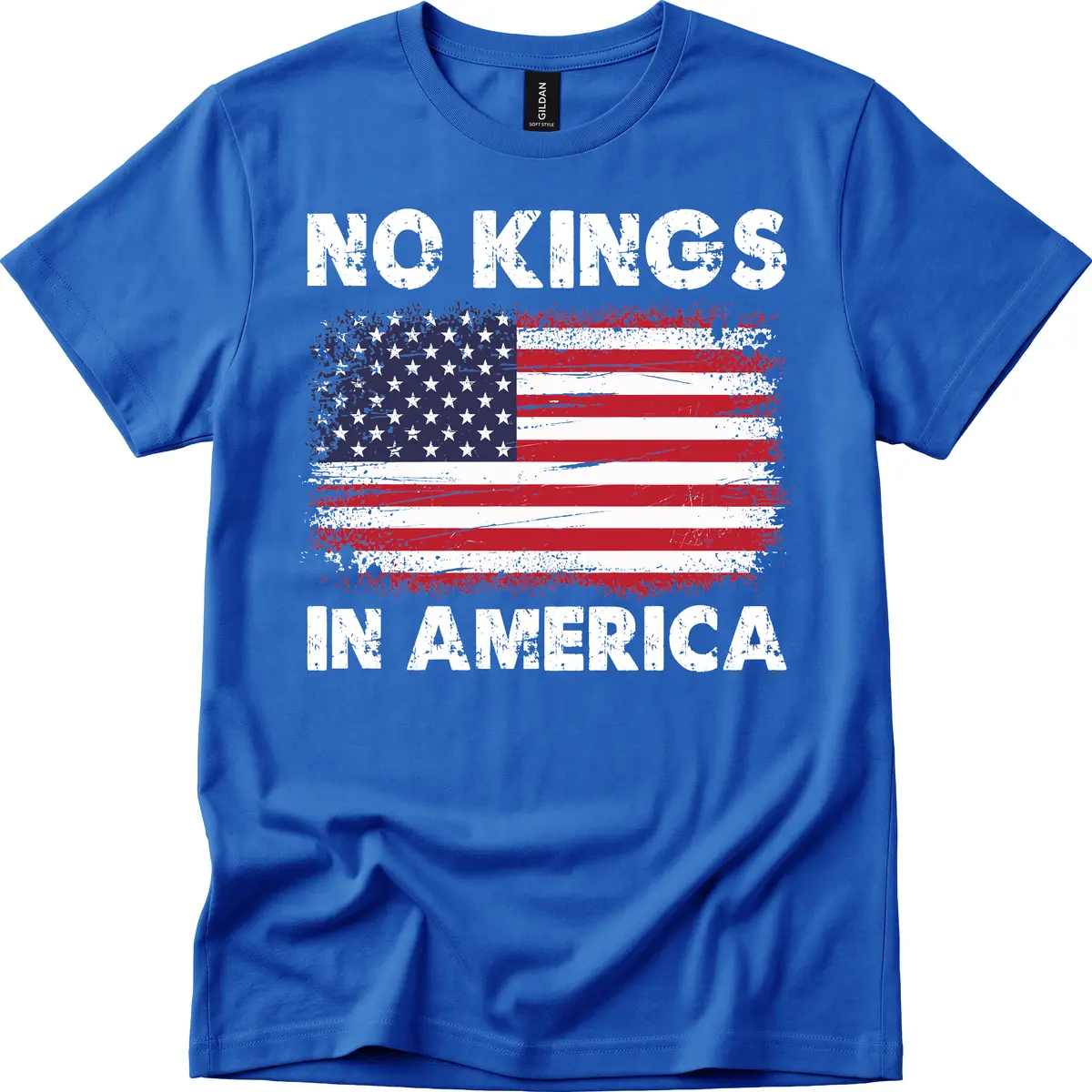No Kings In America Design T-Shirt in Royal