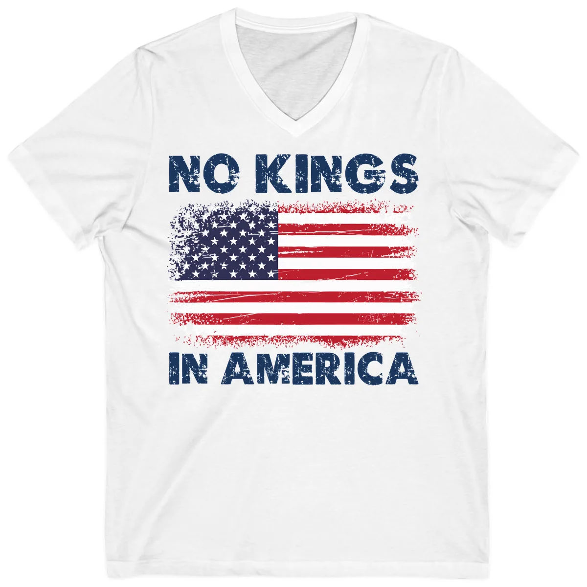 No Kings In America Design V-Neck in White