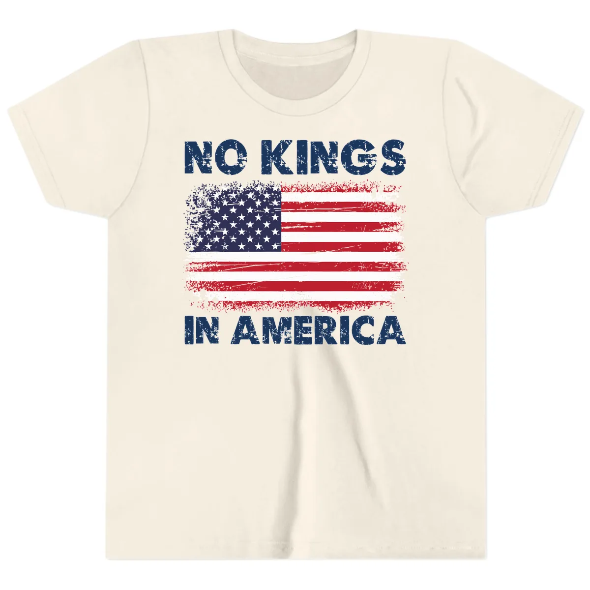 No Kings In America Design Youth T-Shirt in Natural