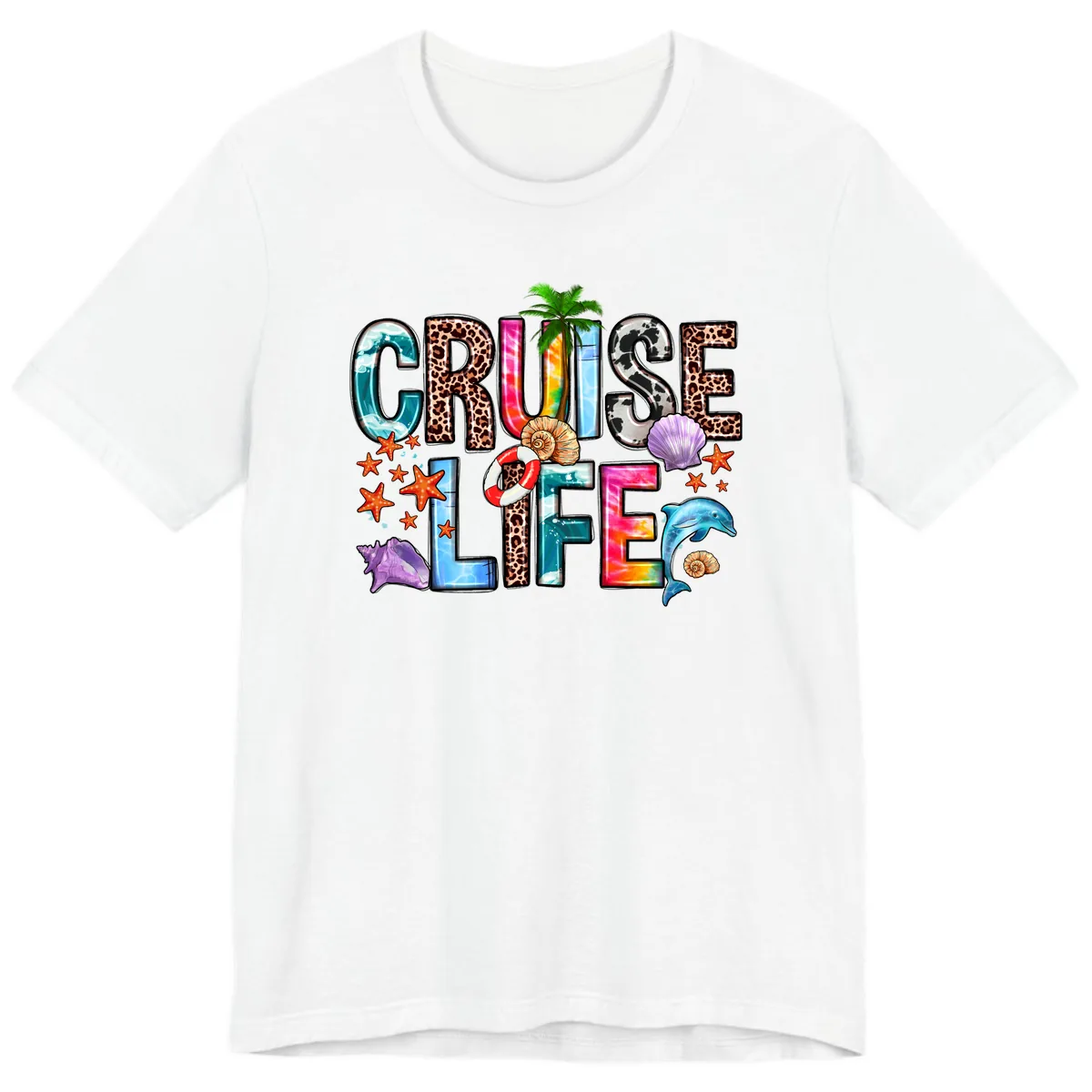 Cruise Life Fun Patterns and Ocean Elements Premium T-Shirt in White