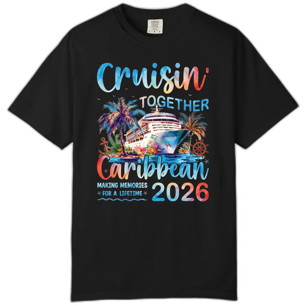 Cruisin' Together Caribbean 2026 Family Memories Cruise Comfort Color in Black