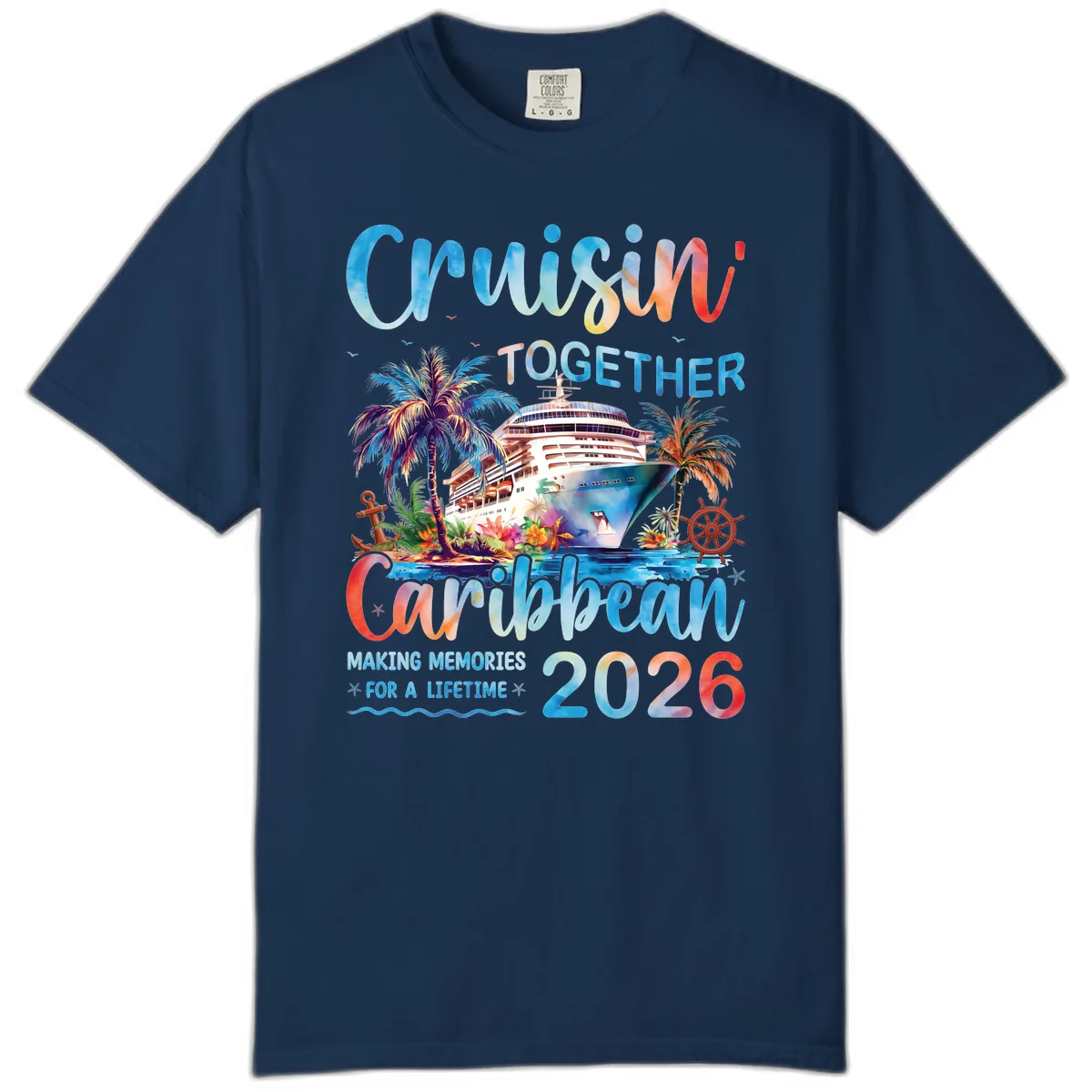 Cruisin' Together Caribbean 2026 Family Memories Cruise Comfort Color in Navy