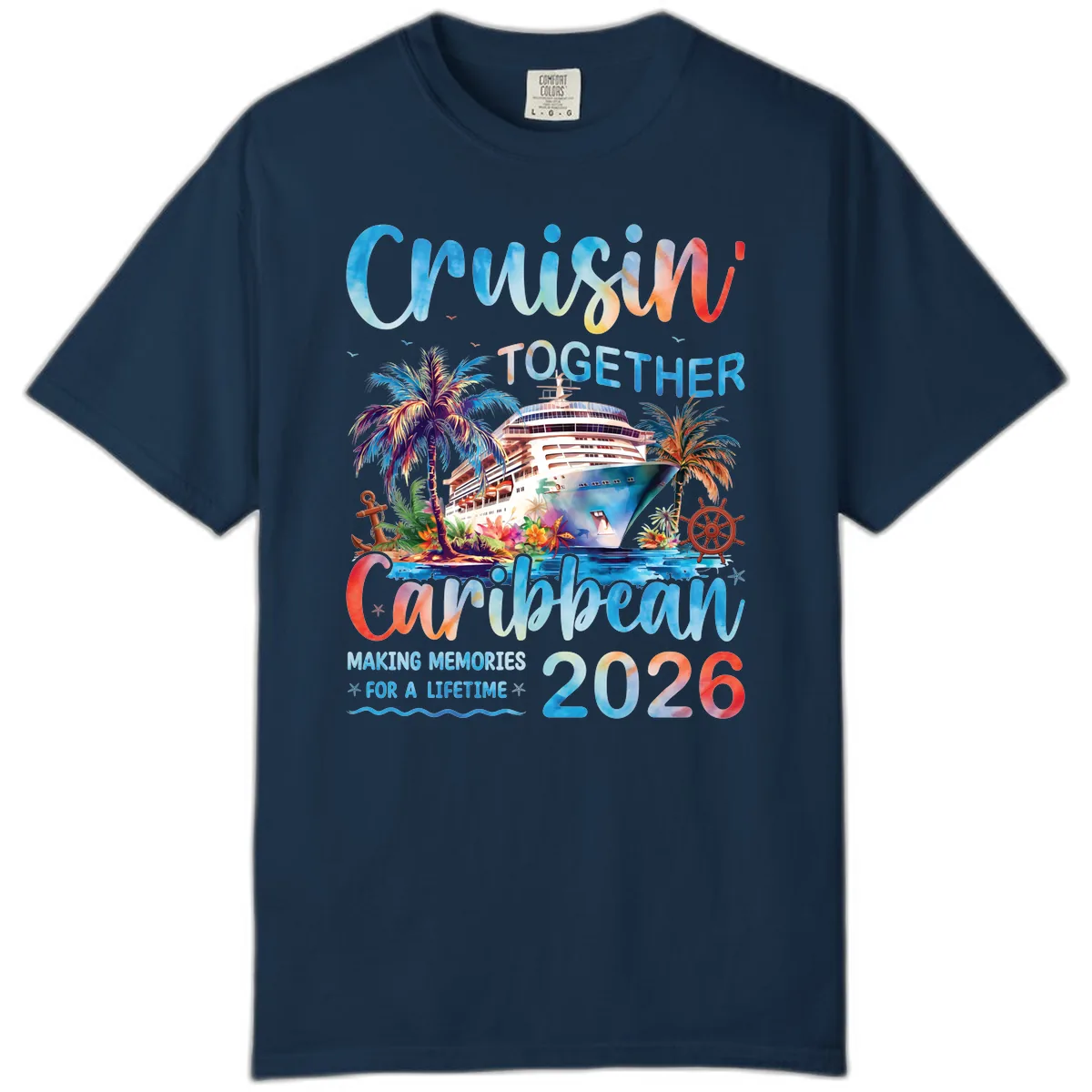 Cruisin' Together Caribbean 2026 Family Memories Cruise Comfort Color in True Navy