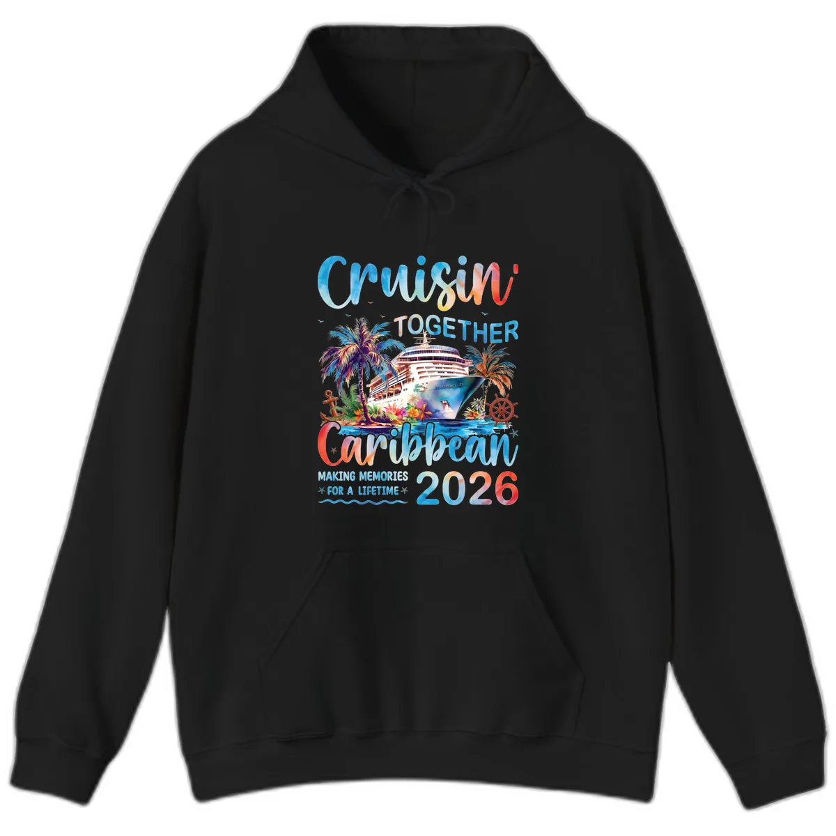 Cruisin' Together Caribbean 2026 Family Memories Cruise Hoodie in Black