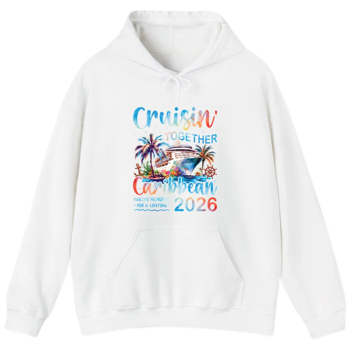 Cruisin' Together Caribbean 2026 Family Memories Cruise Hoodie in White