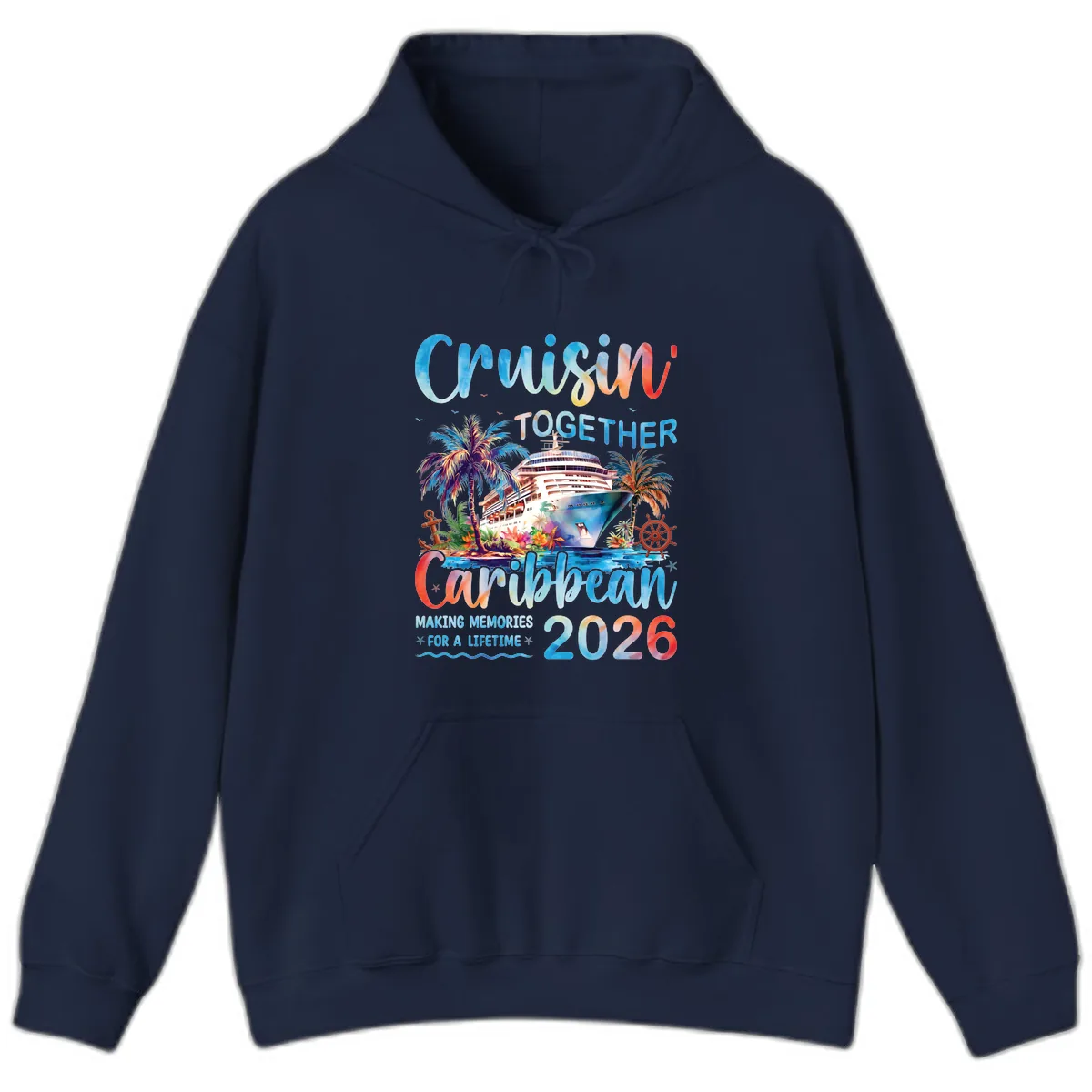 Cruisin' Together Caribbean 2026 Family Memories Cruise Hoodie in Navy
