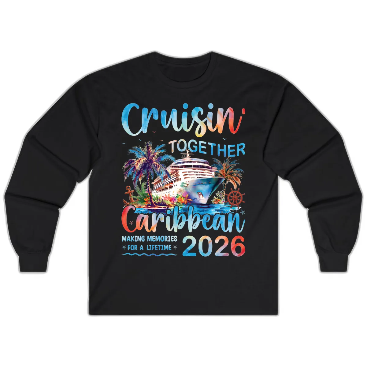 Cruisin' Together Caribbean 2026 Family Memories Cruise Long Sleeve in Black