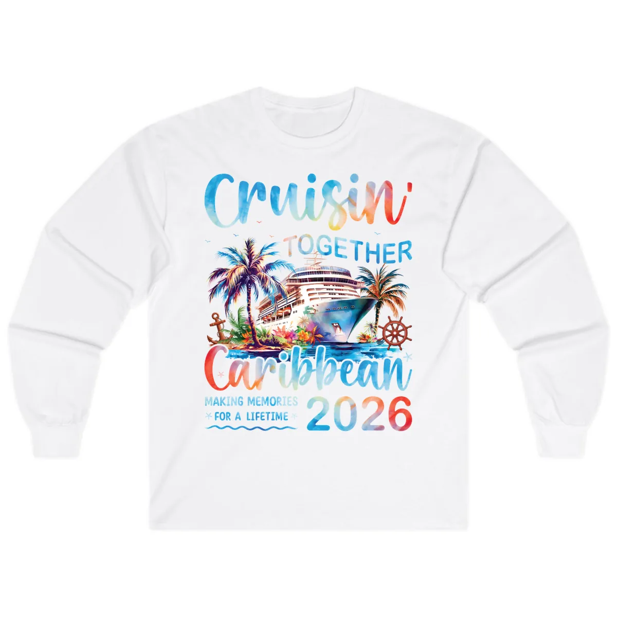 Cruisin' Together Caribbean 2026 Family Memories Cruise Long Sleeve in White