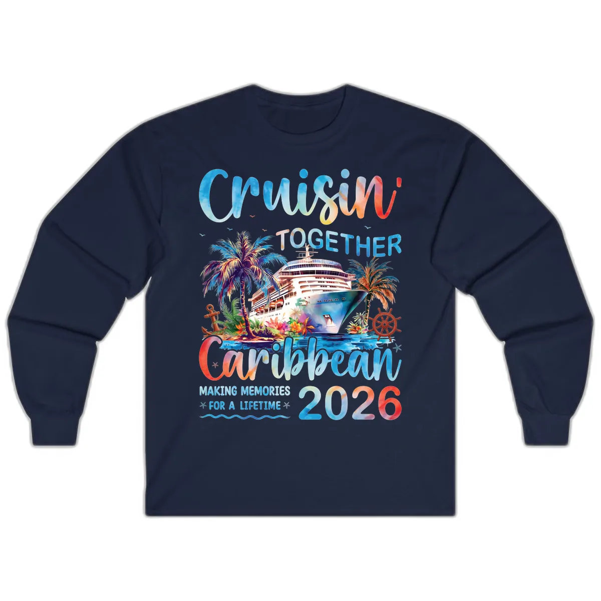 Cruisin' Together Caribbean 2026 Family Memories Cruise Long Sleeve in Navy