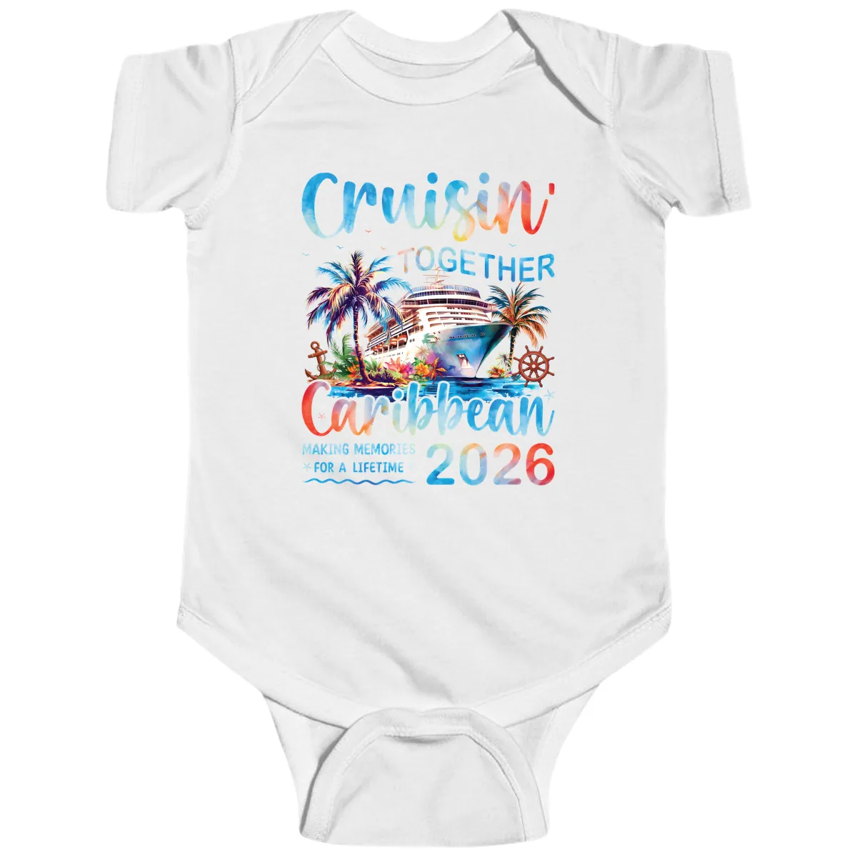 Cruisin' Together Caribbean 2026 Family Memories Cruise Baby Onesie in White