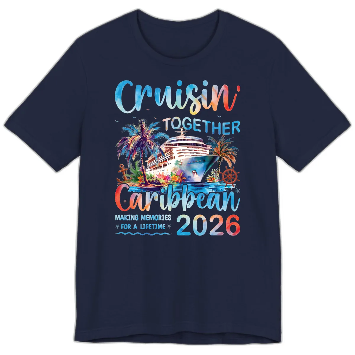 Cruisin' Together Caribbean 2026 Family Memories Cruise Premium T-Shirt in Navy