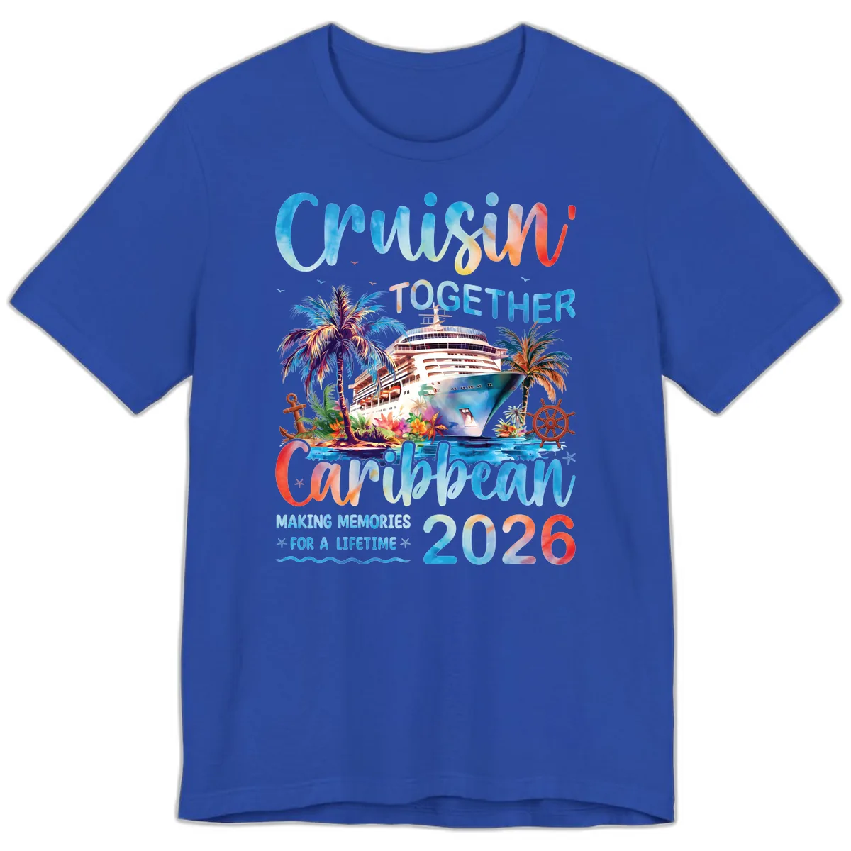 Cruisin' Together Caribbean 2026 Family Memories Cruise Premium T-Shirt in True Royal