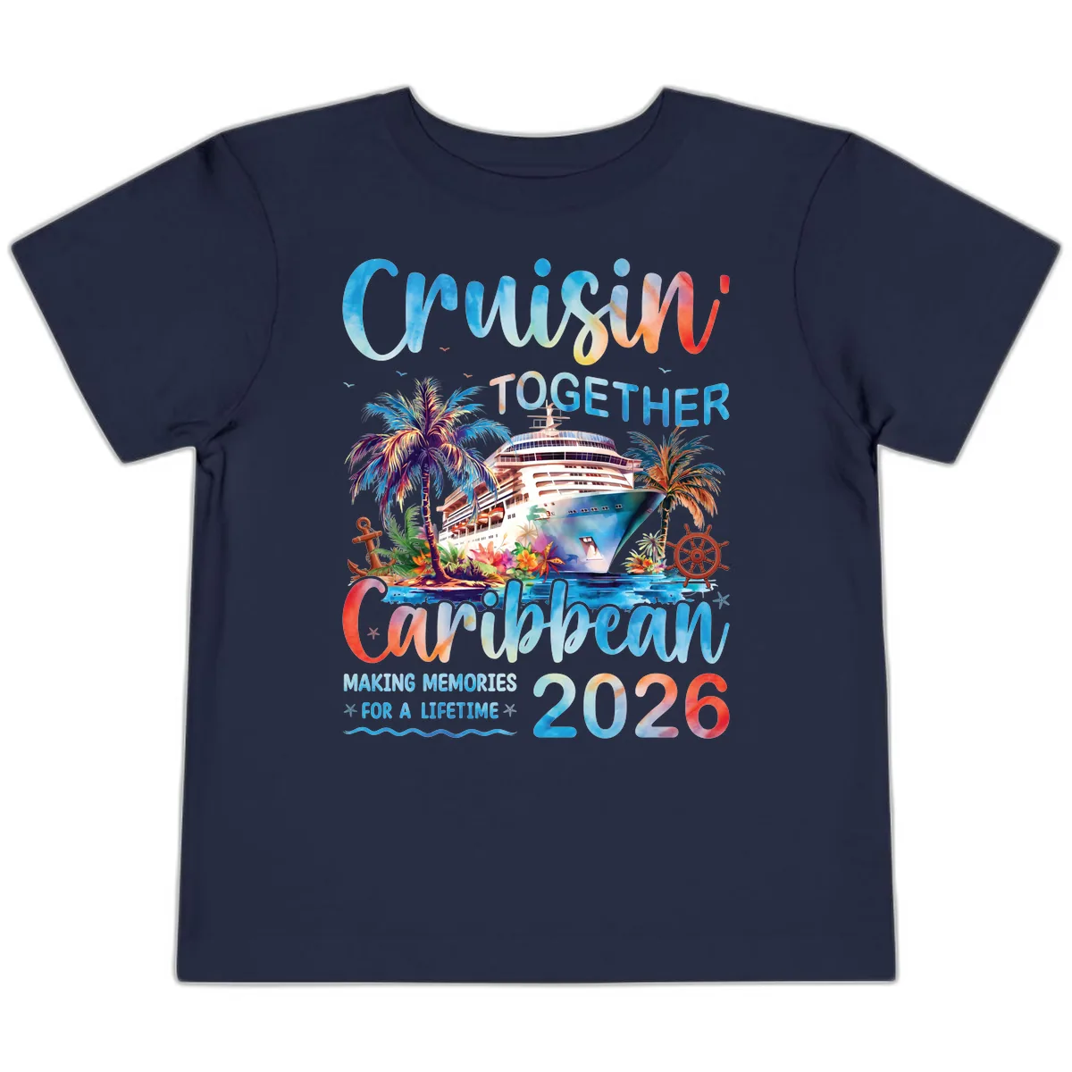 Cruisin' Together Caribbean 2026 Family Memories Cruise Toddler T-Shirt in Navy