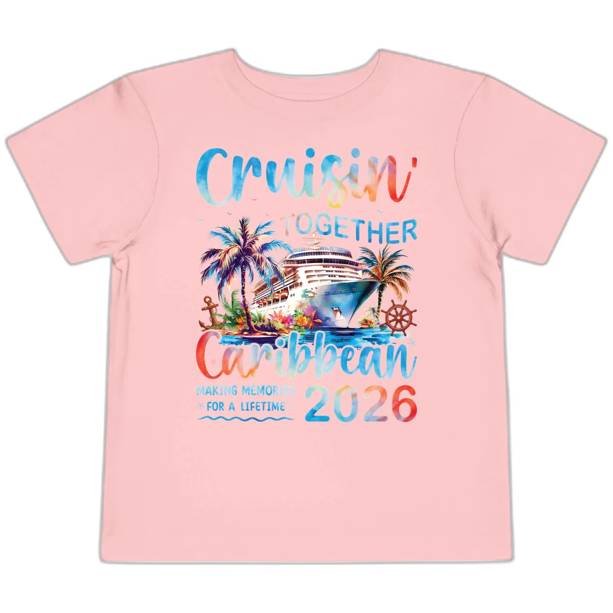 Cruisin' Together Caribbean 2026 Family Memories Cruise Toddler T-Shirt in Pink