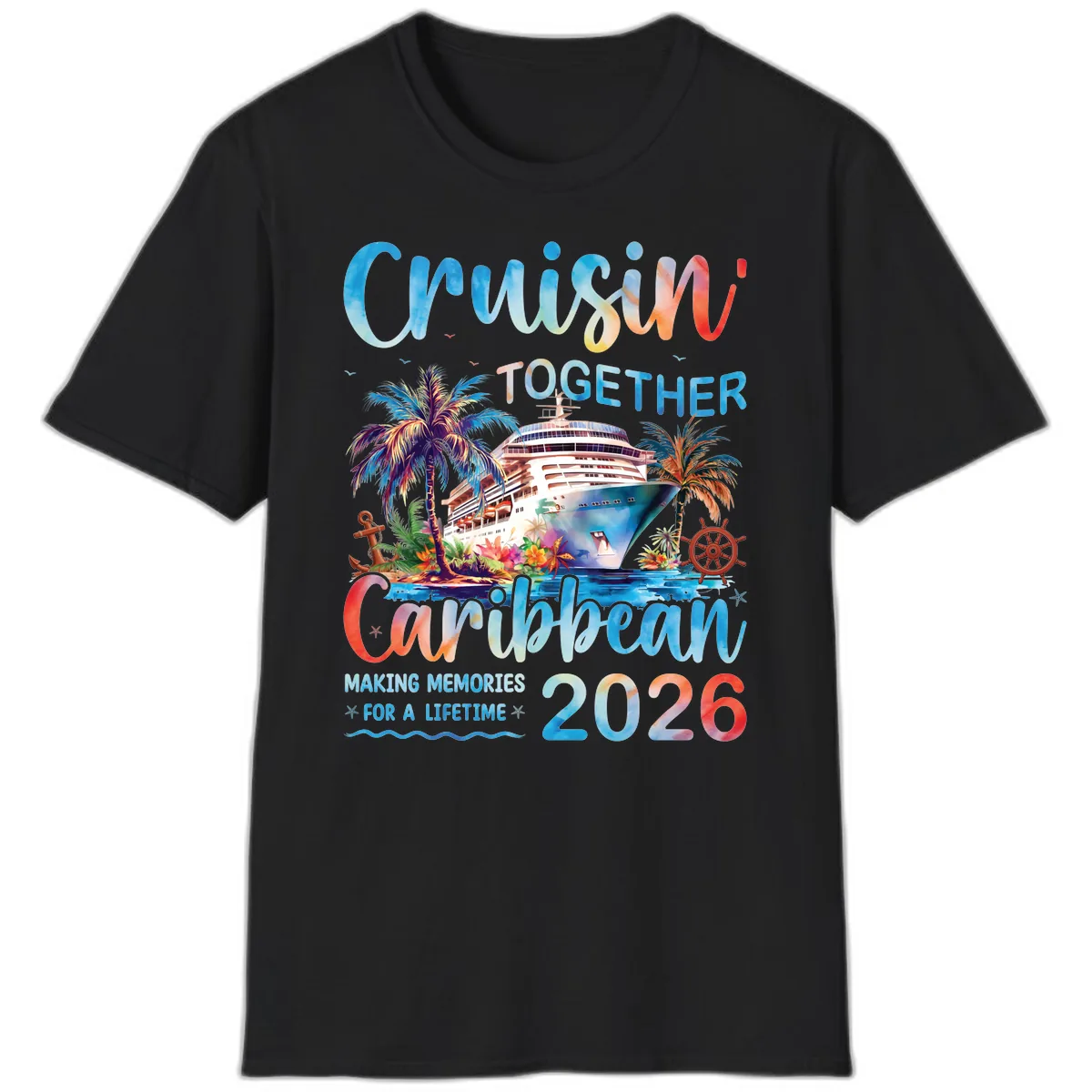 Cruisin' Together Caribbean 2026 Family Memories Cruise T-Shirt in Black
