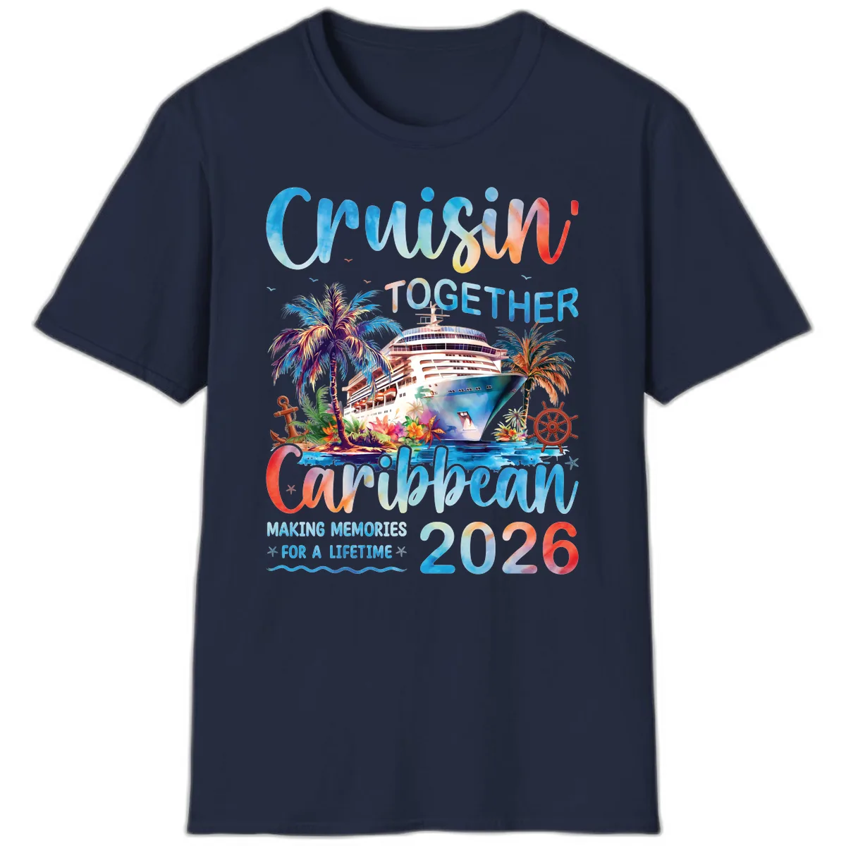 Cruisin' Together Caribbean 2026 Family Memories Cruise T-Shirt in Navy