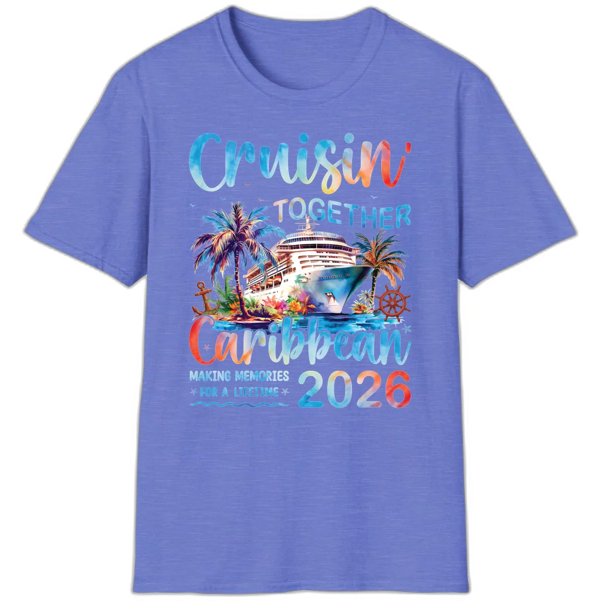 Cruisin' Together Caribbean 2026 Family Memories Cruise T-Shirt in Heather Royal
