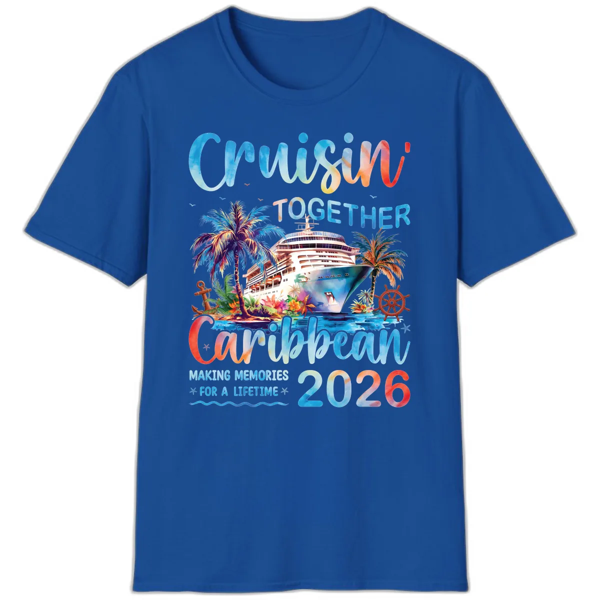 Cruisin' Together Caribbean 2026 Family Memories Cruise T-Shirt in Royal