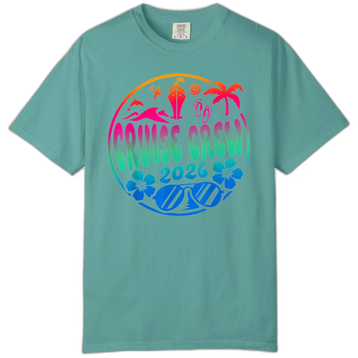 Family Cruise Crew 2026 Vacation Design Comfort Color in Seafoam