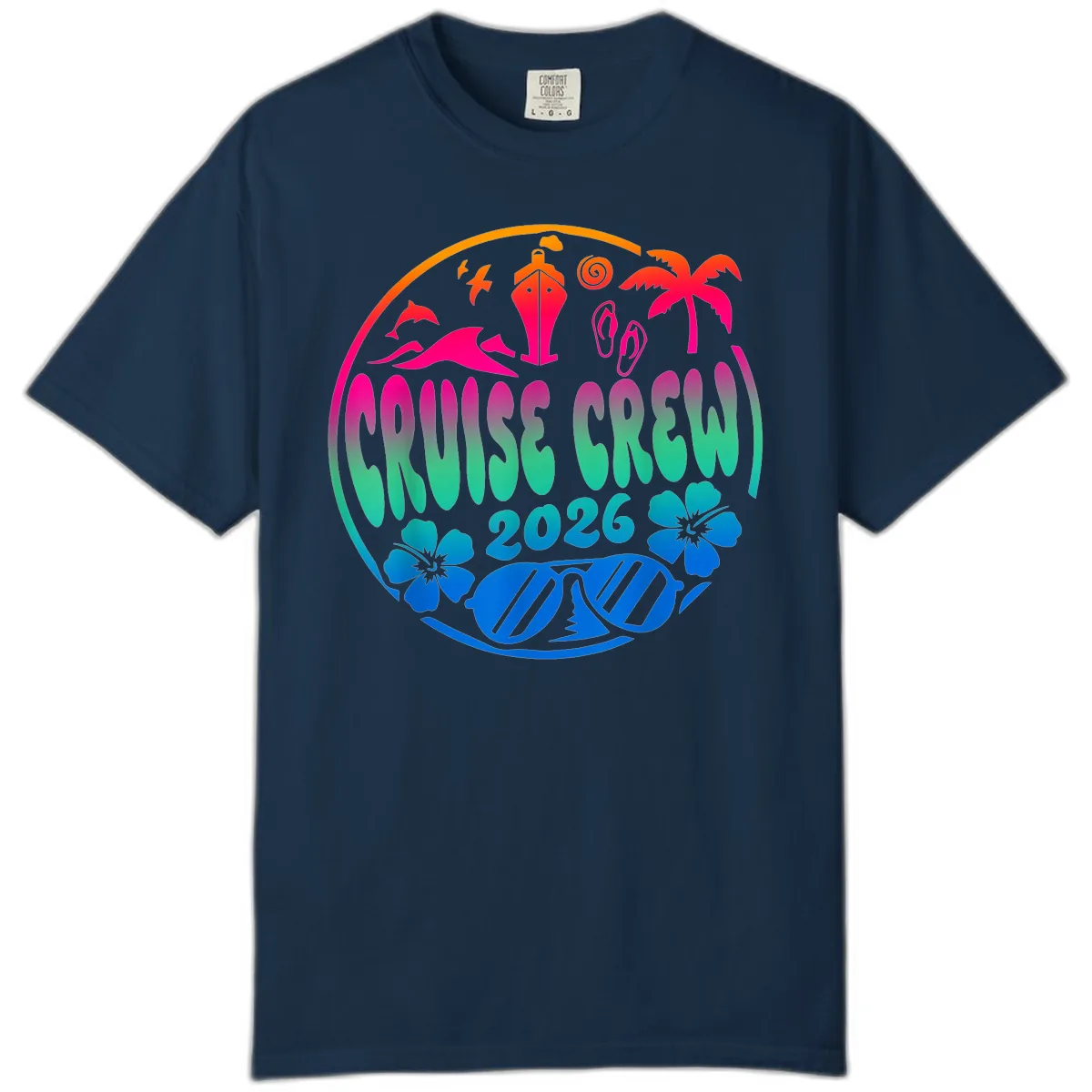 Family Cruise Crew 2026 Vacation Design Comfort Color in True Navy