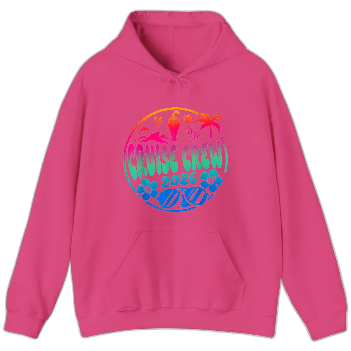 Family Cruise Crew 2026 Vacation Design Hoodie in Heliconia