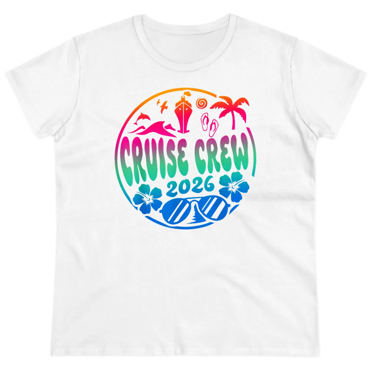 Family Cruise Crew 2026 Vacation Design Ladies Tee in White