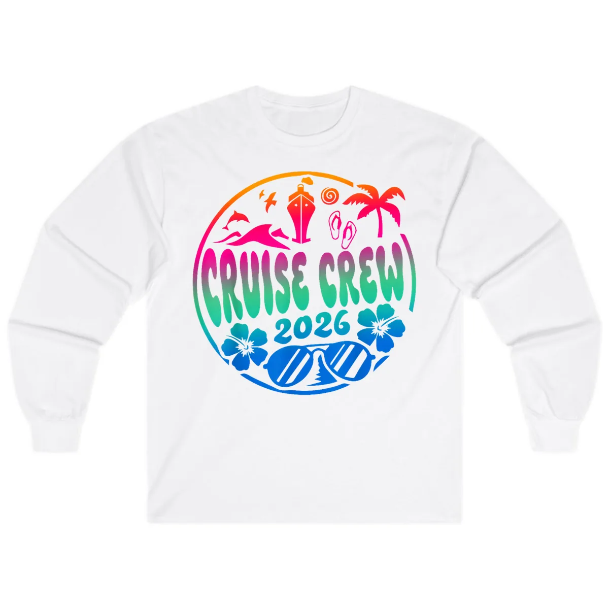 Family Cruise Crew 2026 Vacation Design Long Sleeve in White