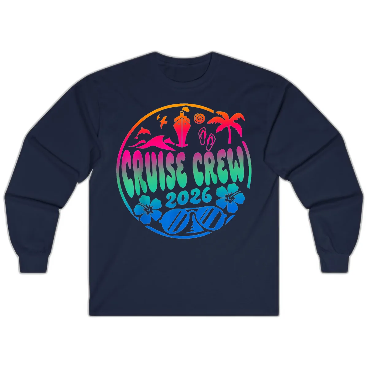 Family Cruise Crew 2026 Vacation Design Long Sleeve in Navy
