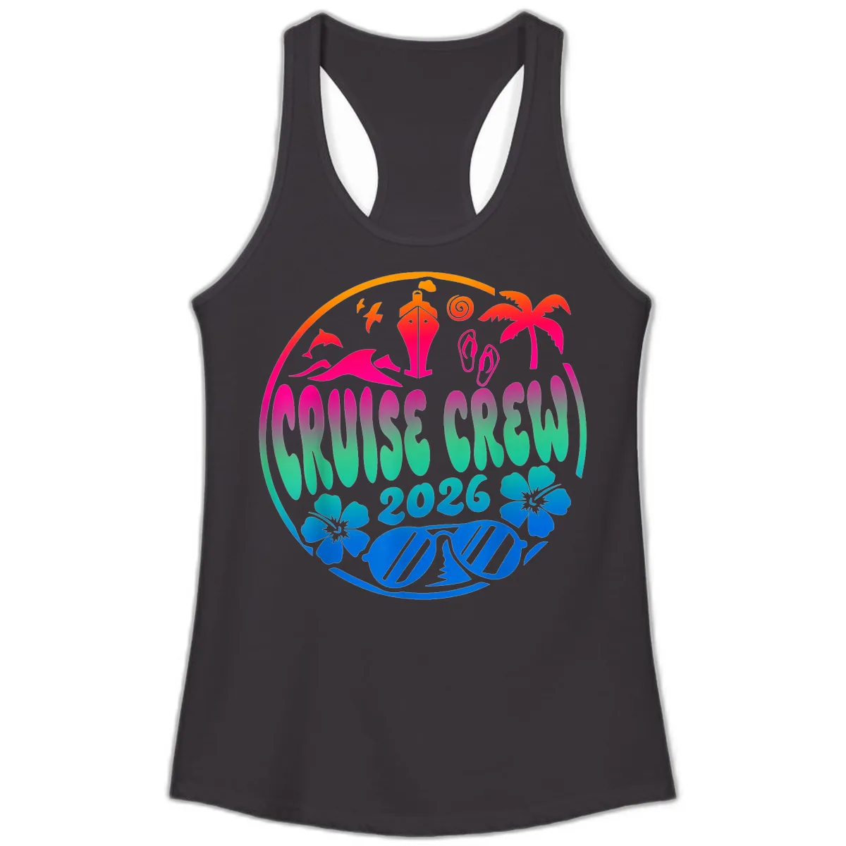 Family Cruise Crew 2026 Vacation Design Ladies Tank in Black