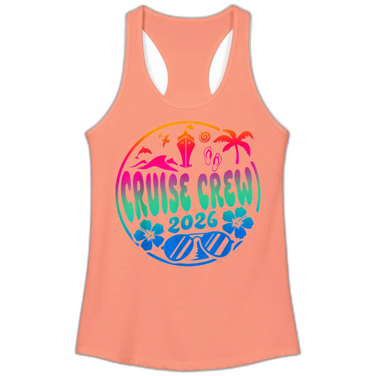 Family Cruise Crew 2026 Vacation Design Ladies Tank in Solid Light Orange