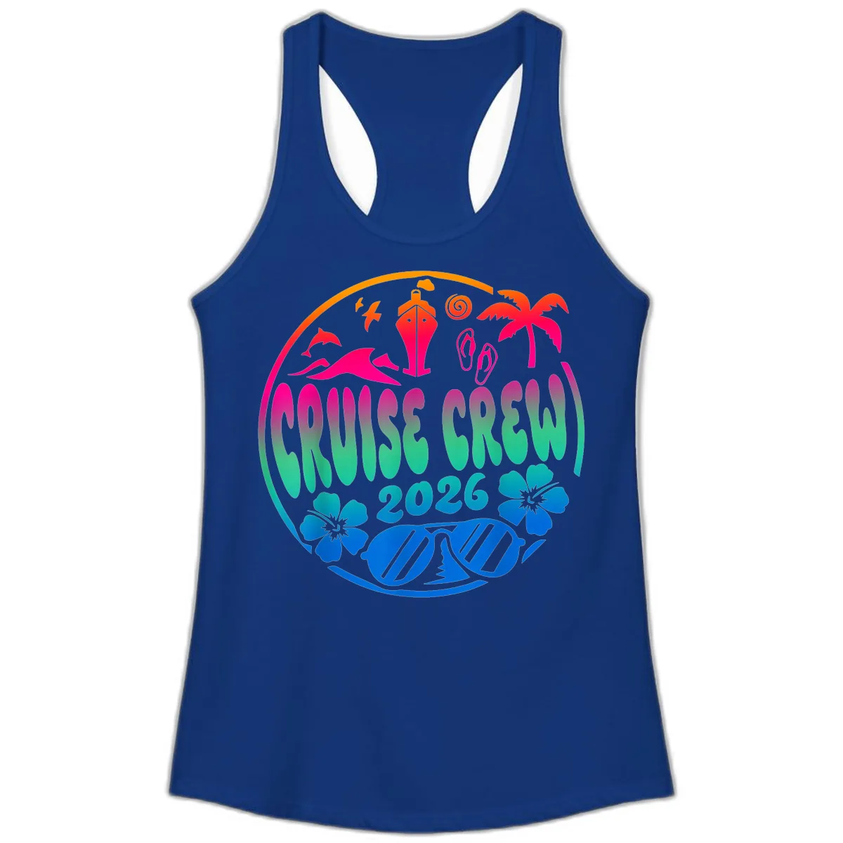Family Cruise Crew 2026 Vacation Design Ladies Tank in Solid Royal