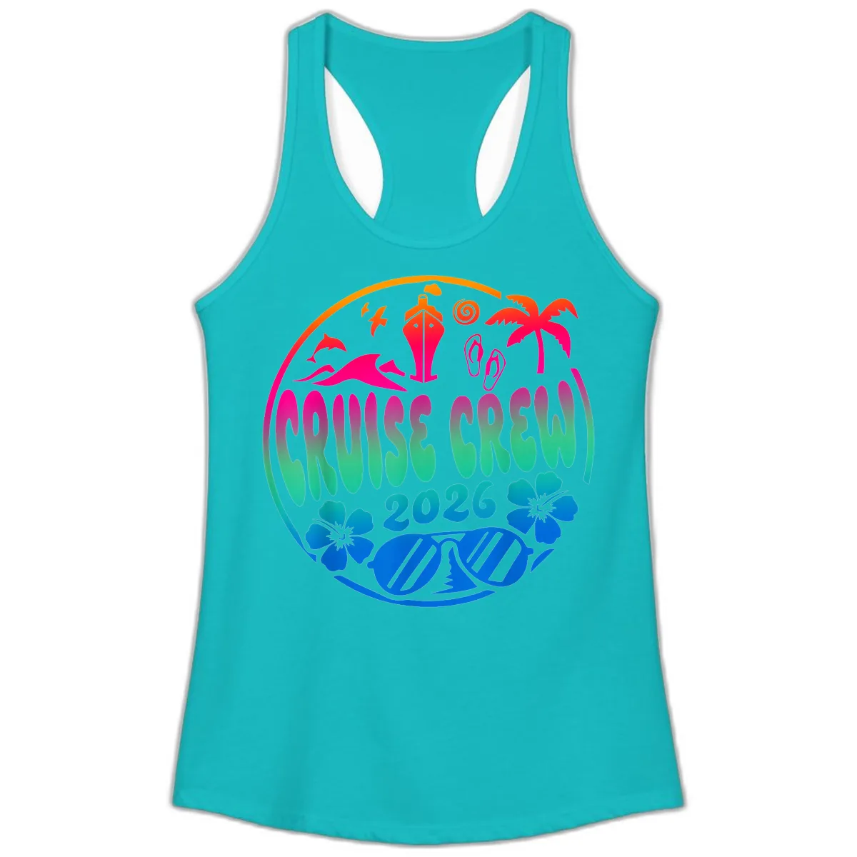 Family Cruise Crew 2026 Vacation Design Ladies Tank in Tahiti Blue