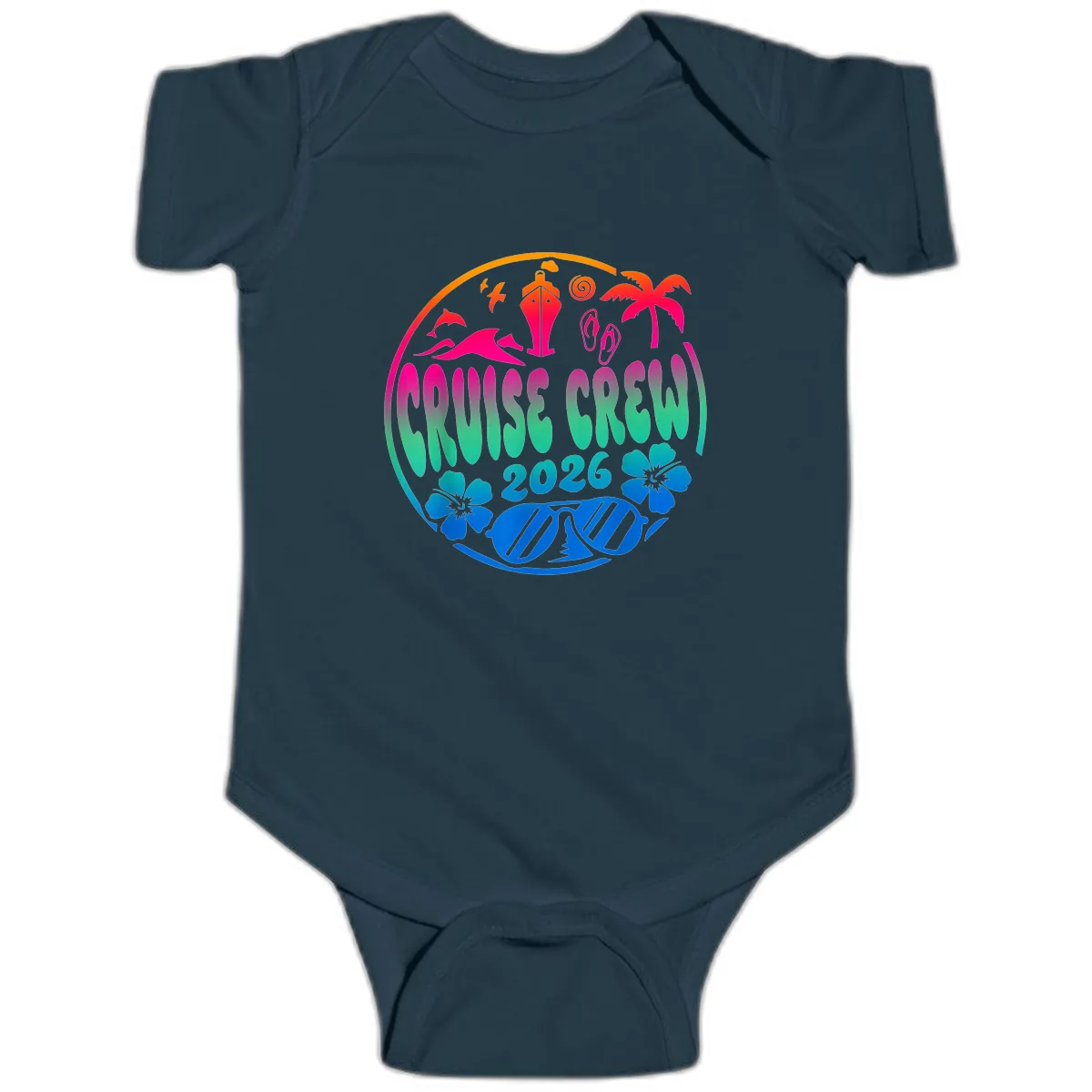 Family Cruise Crew 2026 Vacation Design Baby Onesie in Navy