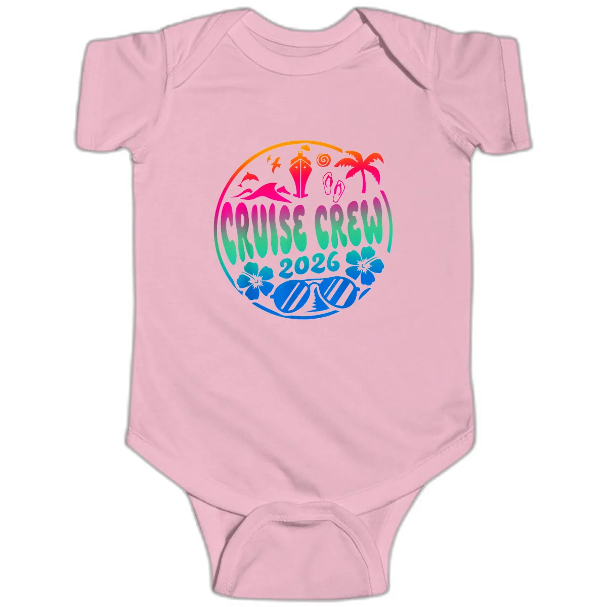 Family Cruise Crew 2026 Vacation Design Baby Onesie in Pink