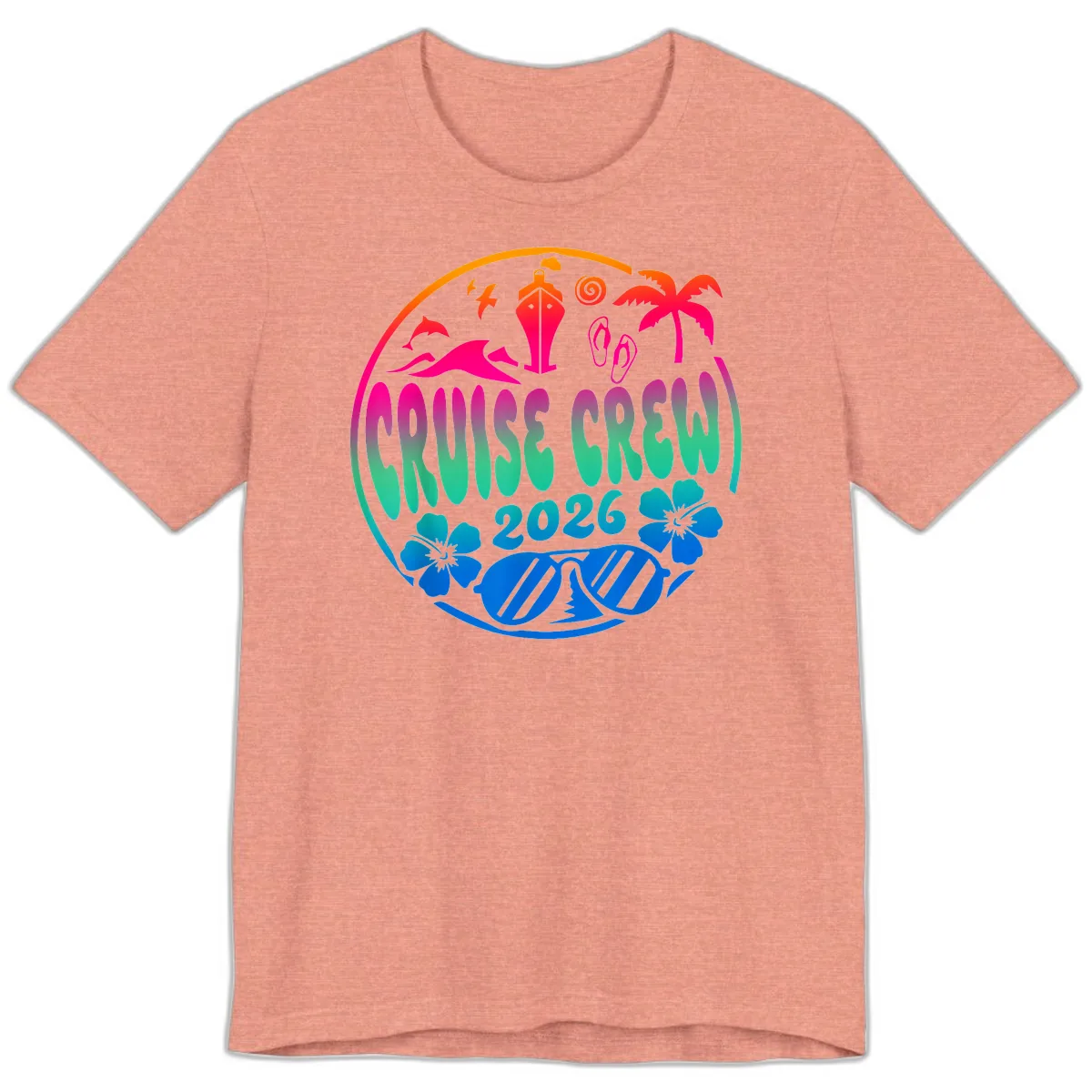 Family Cruise Crew 2026 Vacation Design Premium T-Shirt in Heather Sunset