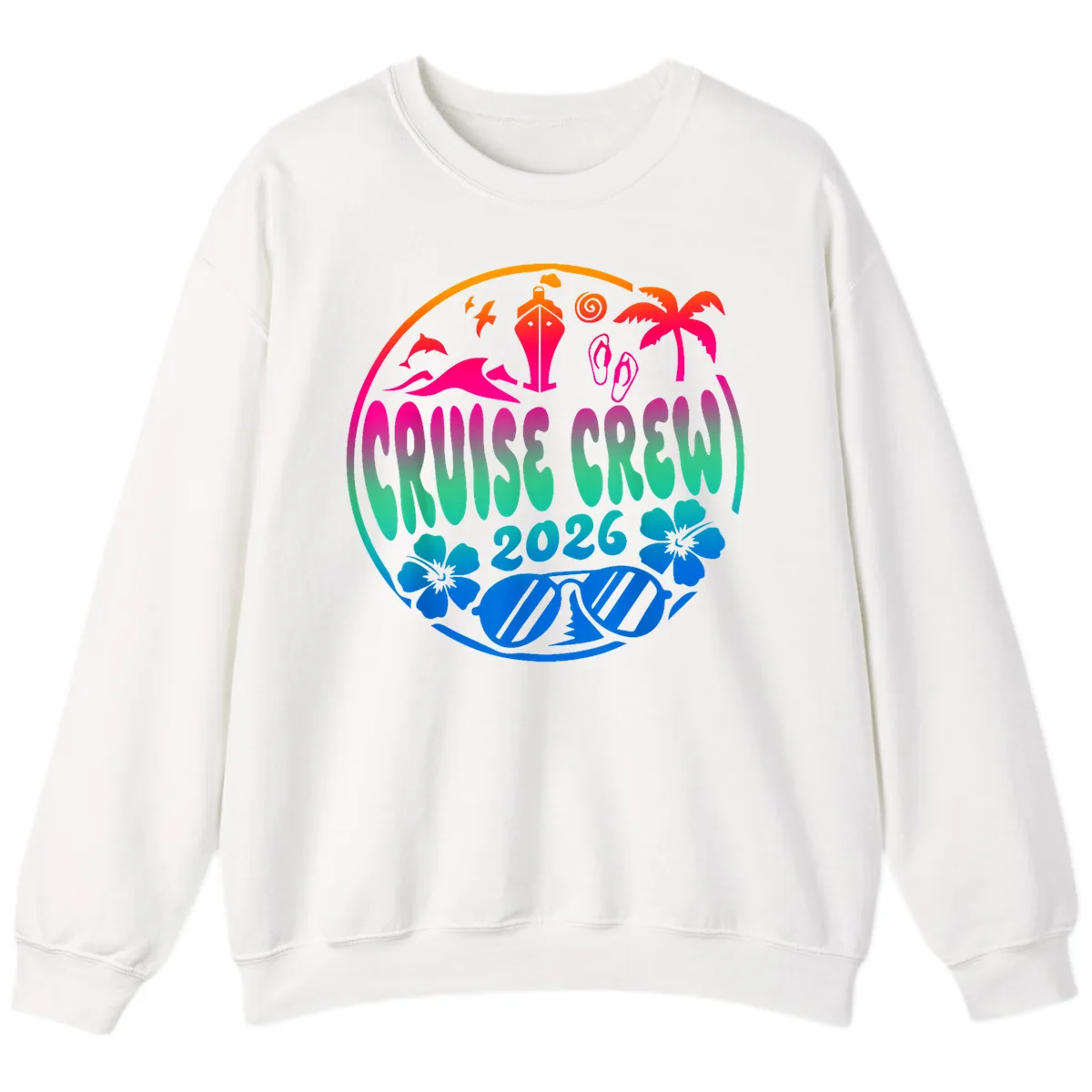 Family Cruise Crew 2026 Vacation Design Sweatshirt in White