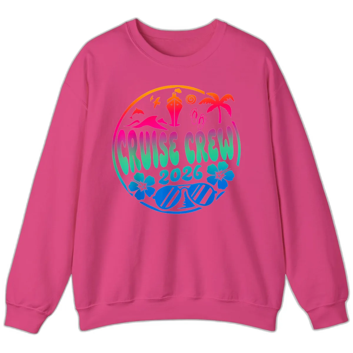 Family Cruise Crew 2026 Vacation Design Sweatshirt in Heliconia
