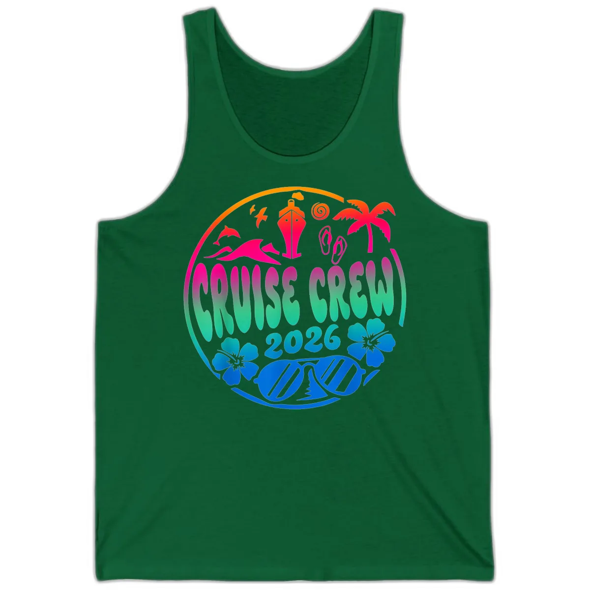 Family Cruise Crew 2026 Vacation Design Tank in Kelly