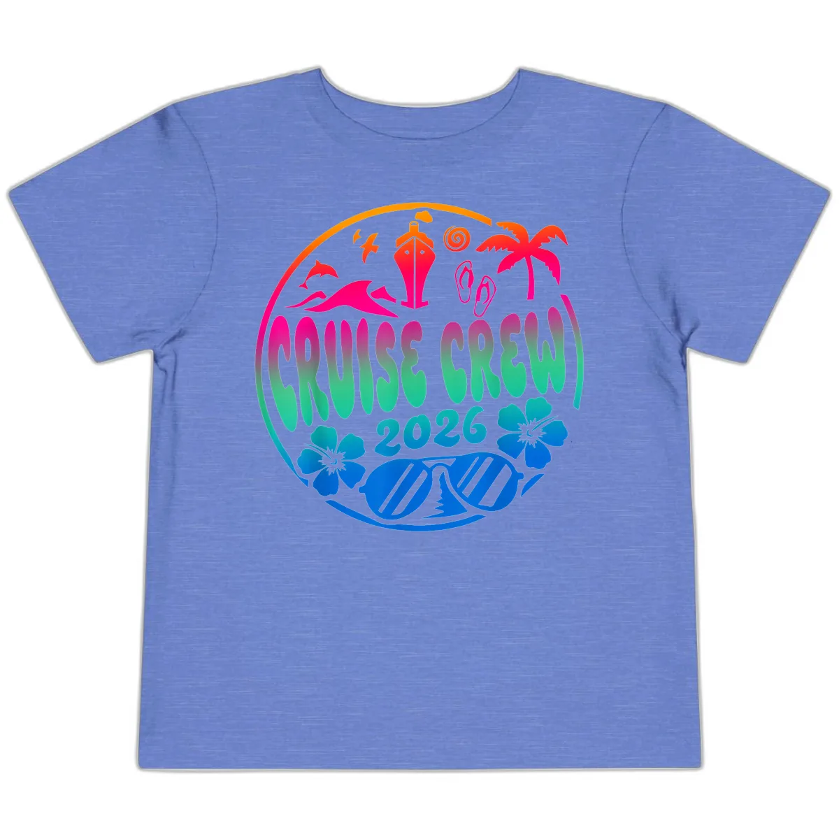Family Cruise Crew 2026 Vacation Design Toddler T-Shirt in Heather Columbia Blue