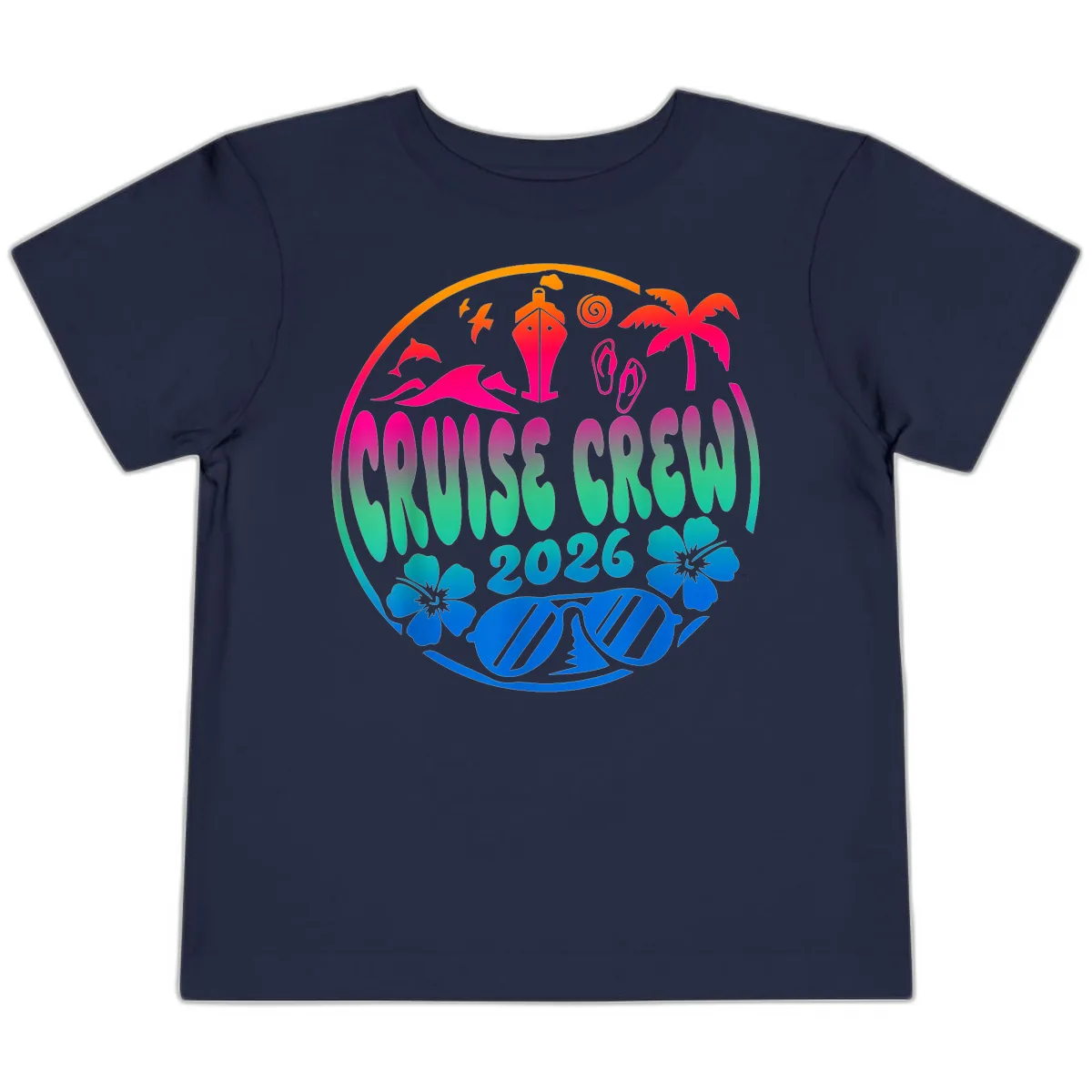 Family Cruise Crew 2026 Vacation Design Toddler T-Shirt in Navy