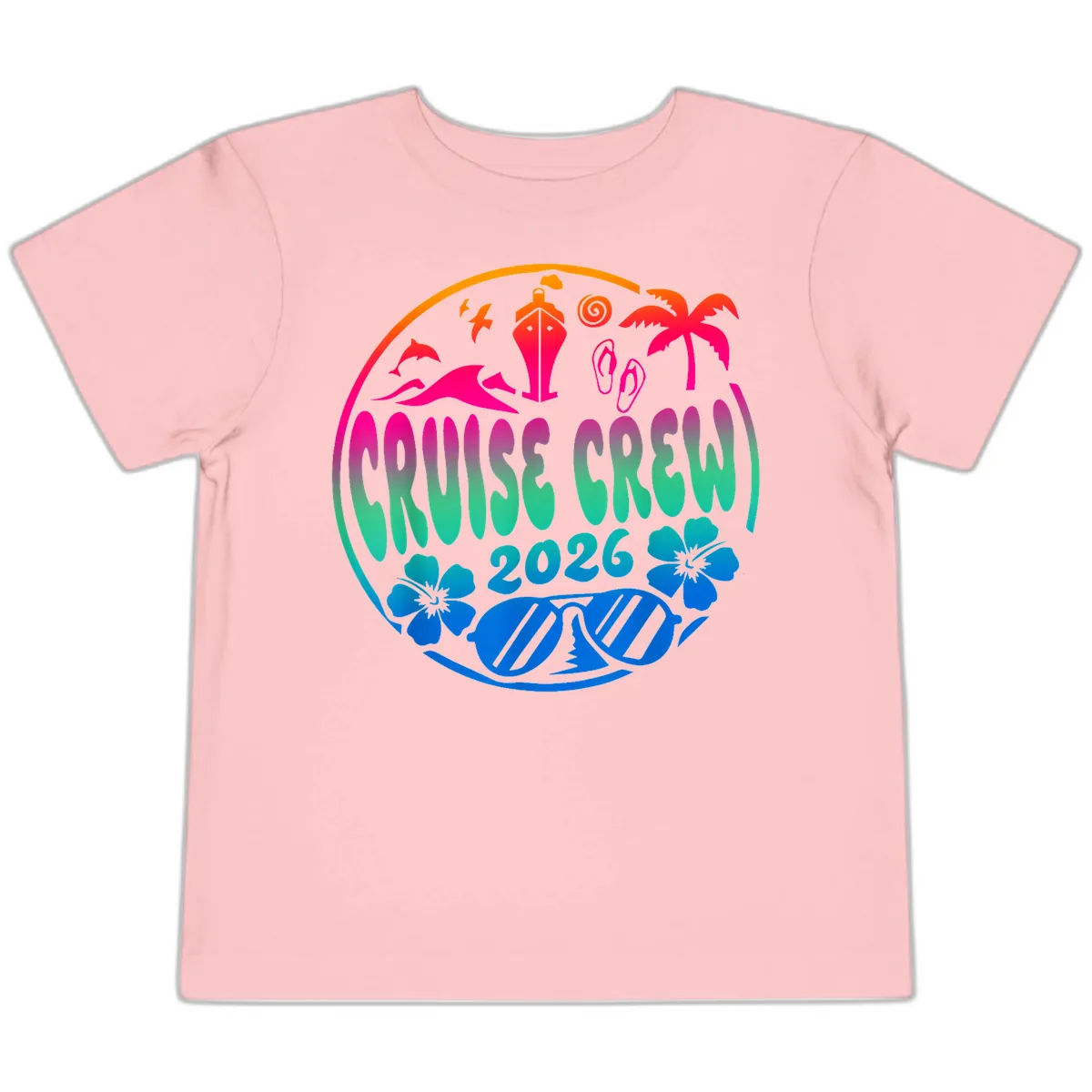 Family Cruise Crew 2026 Vacation Design Toddler T-Shirt in Pink