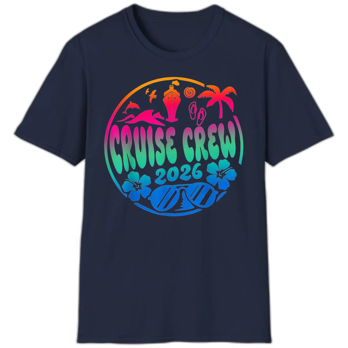 Family Cruise Crew 2026 Vacation Design T-Shirt in Navy