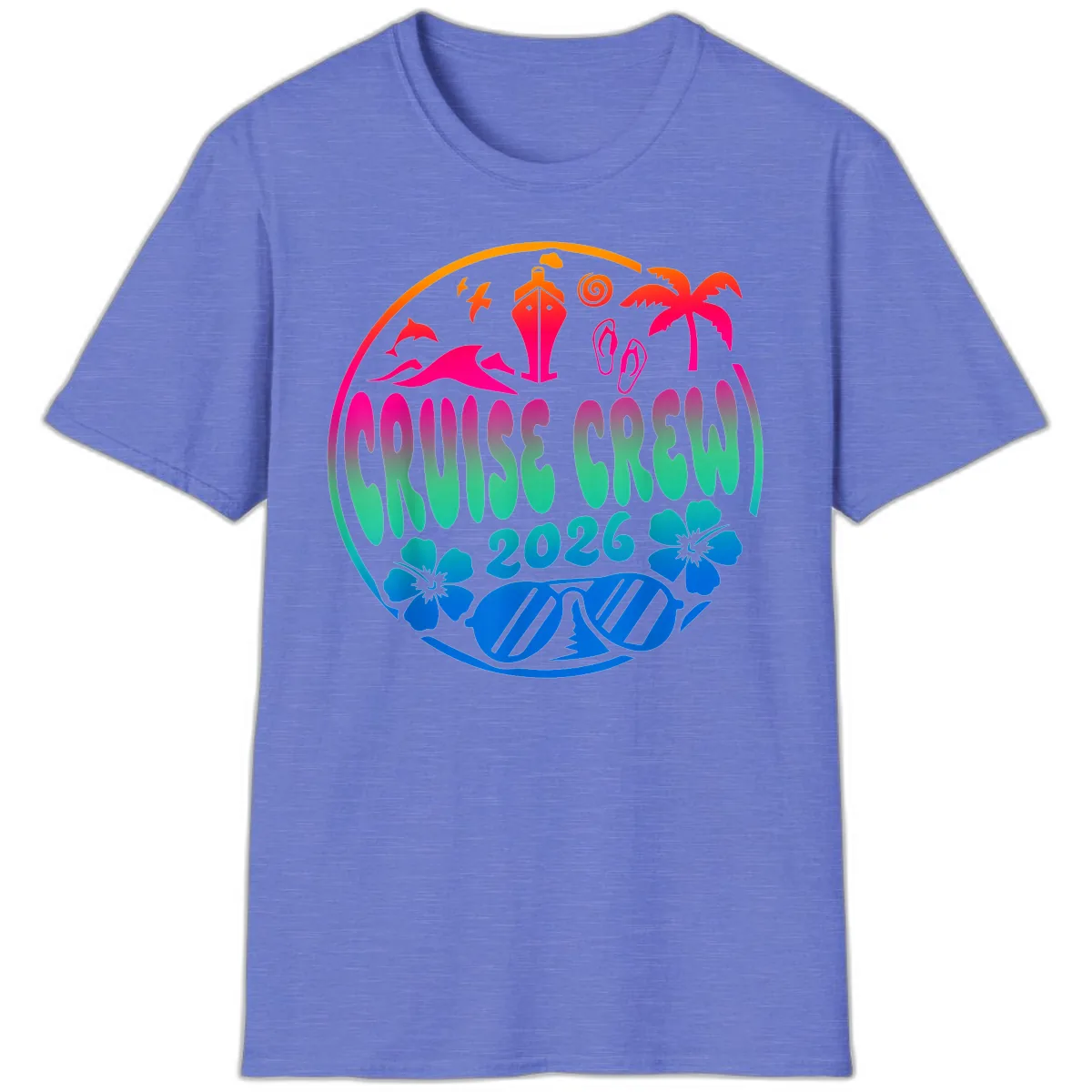 Family Cruise Crew 2026 Vacation Design T-Shirt in Heather Royal